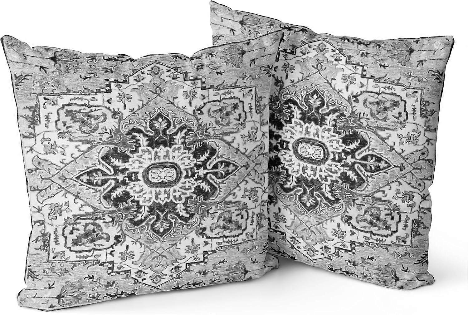 Capas de Almofada Boho Cinza 18x18 polegadas Conjunto de 2, Capa de Almofada de Pelúcia Macia com Padrão de Dupla Face para Sofá Cama Decorativa, Apenas Pil