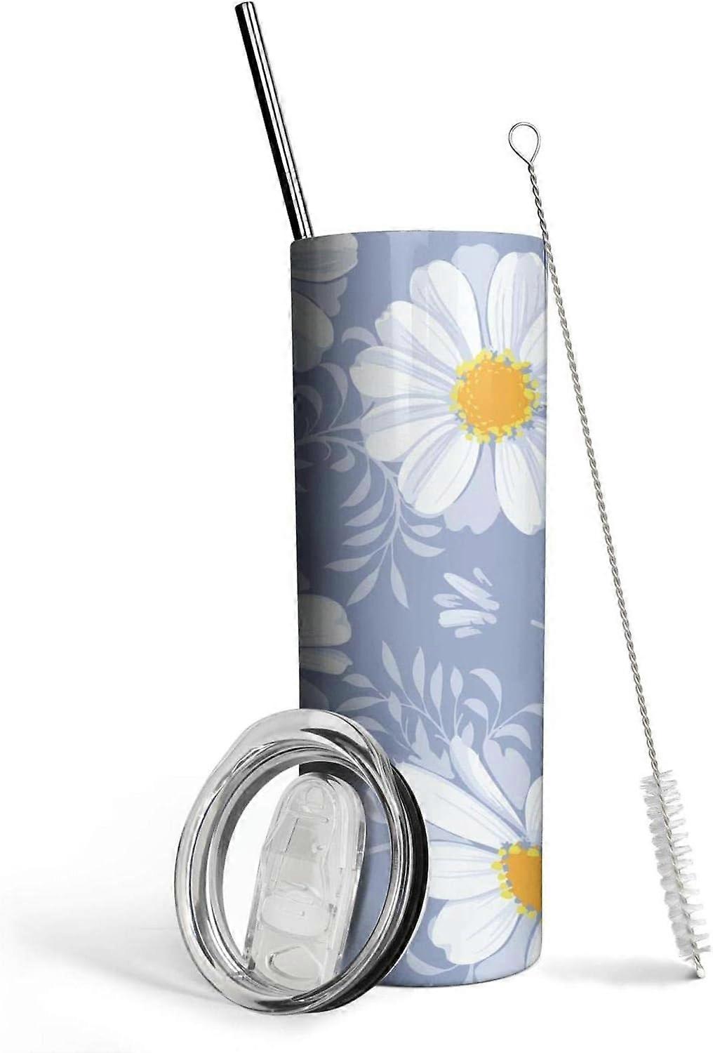 女性のためのデイジーギフト女の子 - デイジーフラワータンブラー20オンス - 女性のための誕生日プレゼントのための蓋とストロー付きのかわいいスキニータンブラー、友人、女性