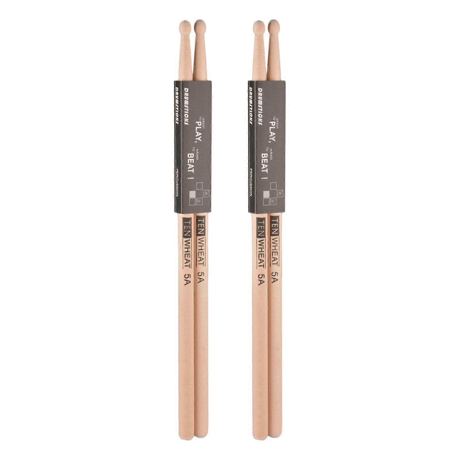 4PCS Maple Wood Drumstick Replacement Non Slip Comfortable Grip Round Tip Drum Sticks