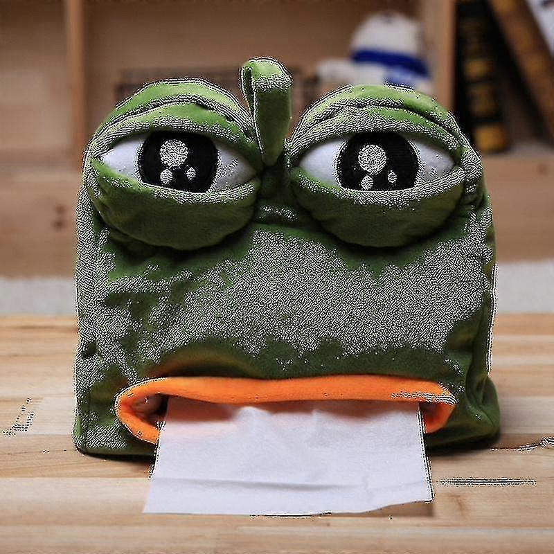 Cartoon Sad Pepe Frog Anime Plush Tissue Box