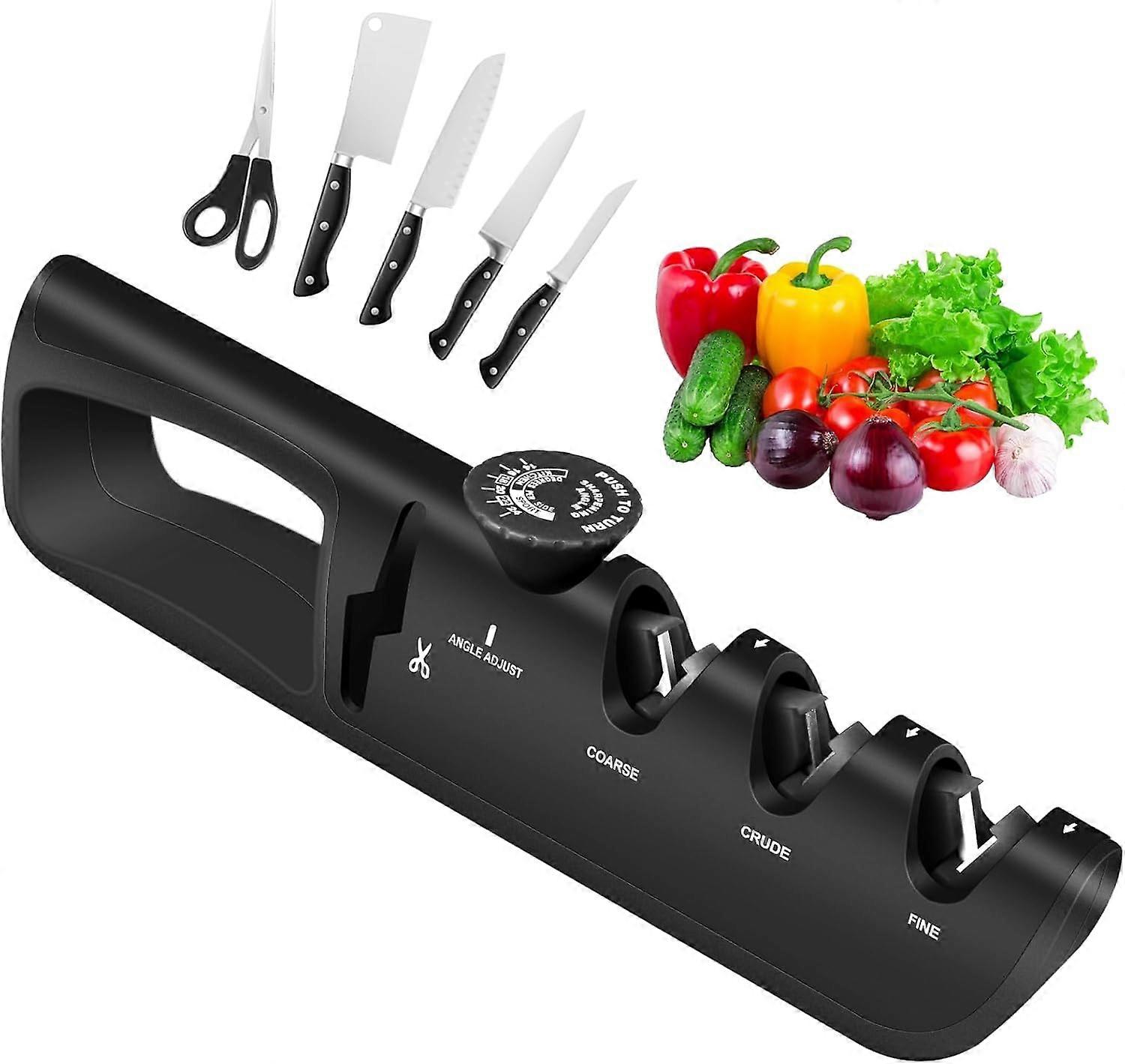 Knife Sharpener, 6 Level Adjustable Angle Knob Multifunctional Professional Knife Sharpener