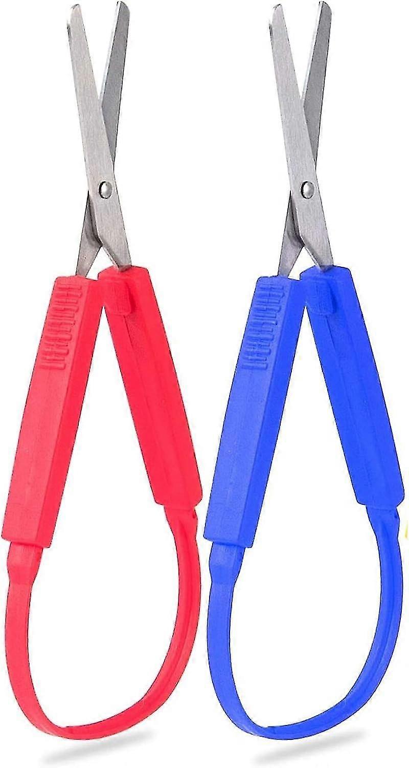 2-Pack Loop Scissors Grip Scissors Loop Handle Self-Opening Scissors Adaptive Cutting Scissors for Children and Adults Special Needs