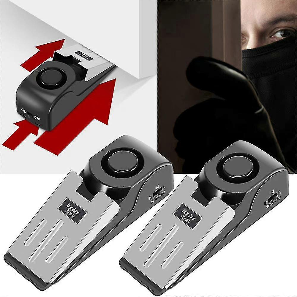 1/2pcs Home Security Wedge Door Stop Alarm System Device Intruder Alert Detection
