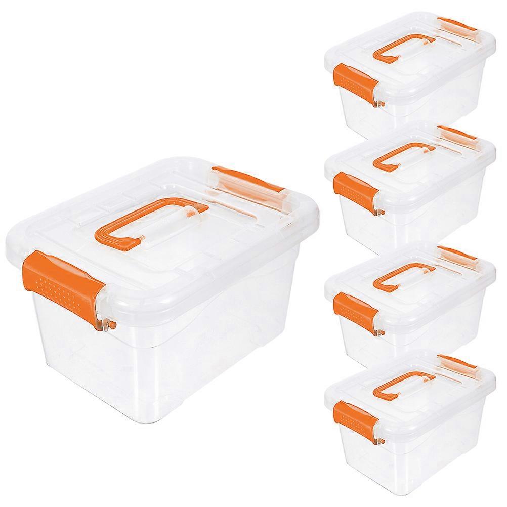 5Pcs Plastic Storage Box with Lid Clear Tabletop Sundry Toy Organizer Container