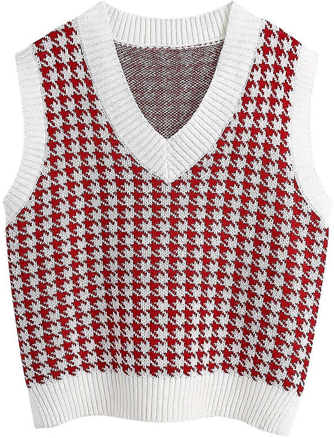 Ärmelloser Pullover mit V-Ausschnitt (Rot)