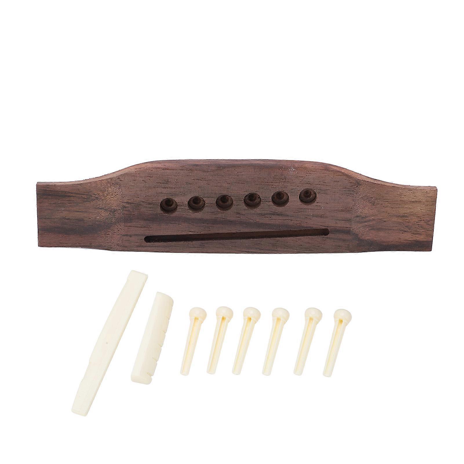 Akustisk Gitarr Stall Ersättningsset 6 Ändstift Sasadel Mutter Rosenträ Delar Tillbehör