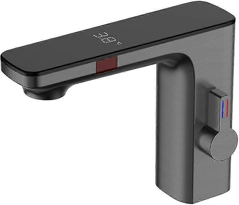 Smart Sensor Basin Faucet,Digital Hot Cold Water Mixer Tap Automatic Sensor Control Faucet For Both Home And Commercial Use(Grey)