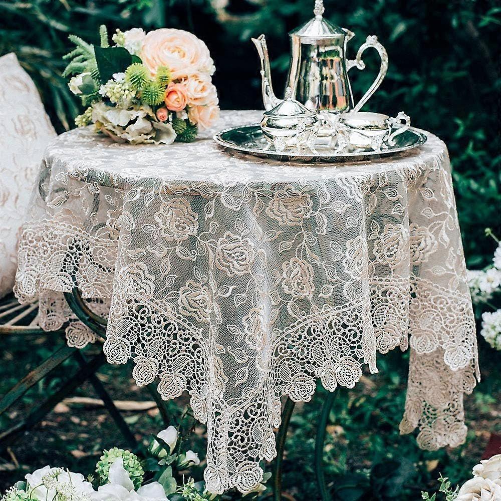 Rectangle Small Table Cloth Lace Macrame Vintage Tablecloth Shabby Chic Embroidered Oblong Table