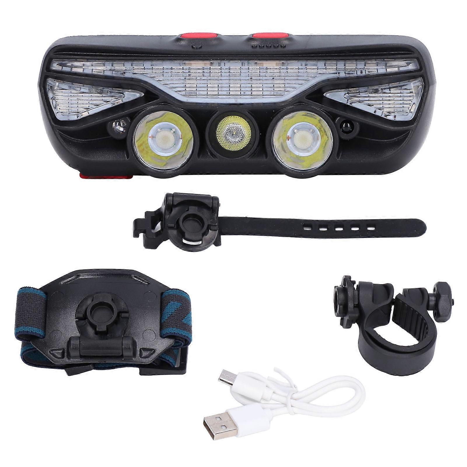 Multifunctional LED Headlamp Double Light Source USB Rechargeable 18650 Induction Head Torch