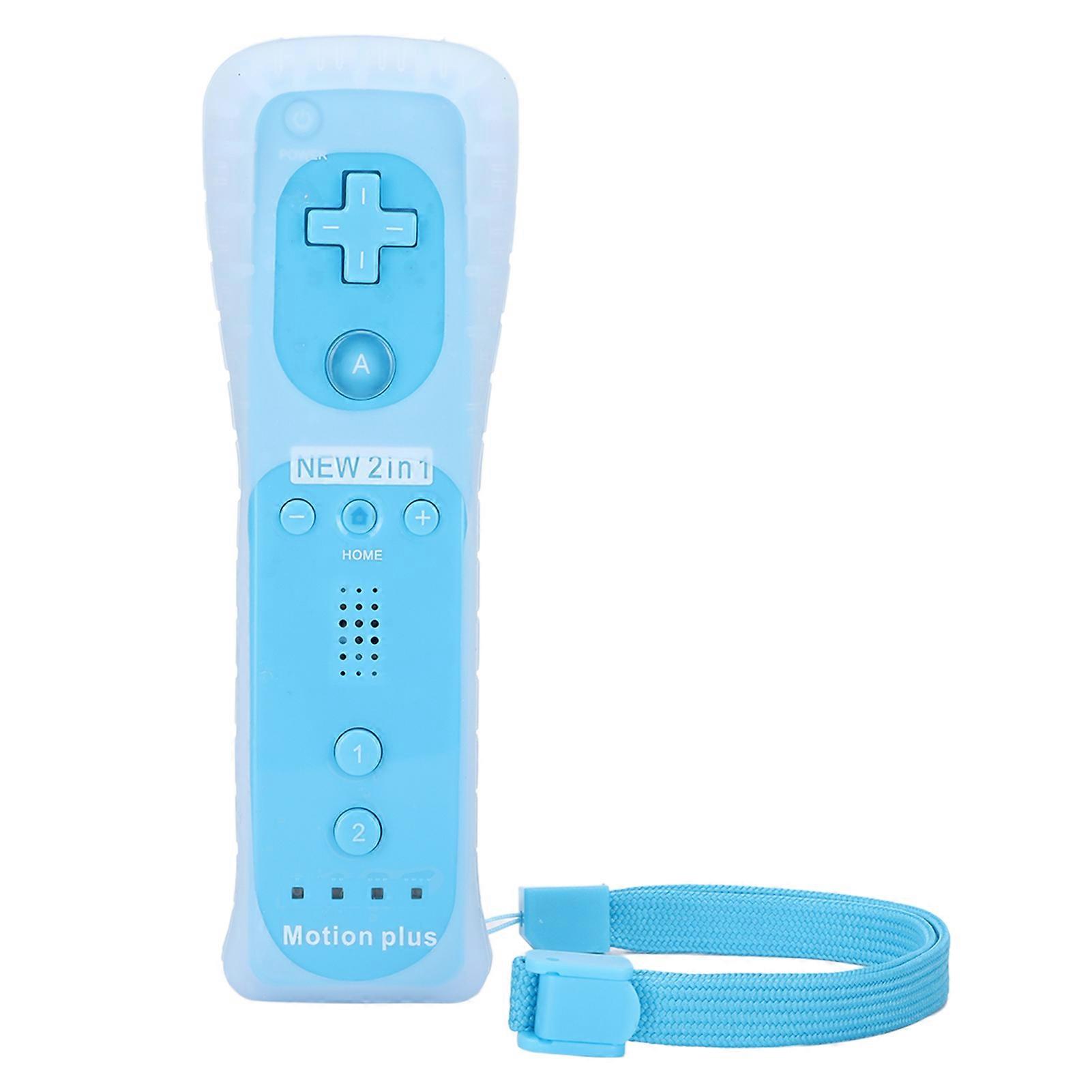 Remote Controller Vibration Sound Function Game Handle Game Console Accessories with Motion Plus for Wii UOcean Blue NO.7417