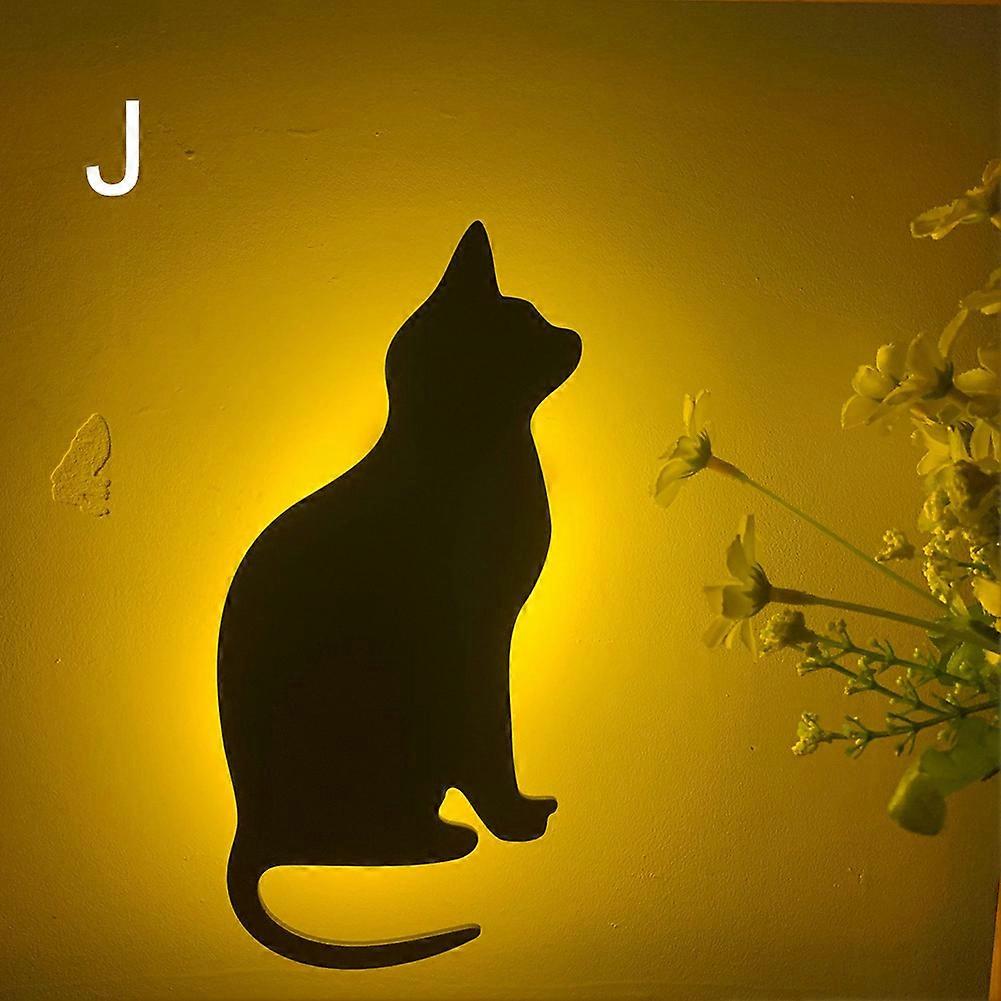 Voice Light Sensor Switch Cat Night Light LED Projection Light Wall Lamp Silhouette Lights Animal