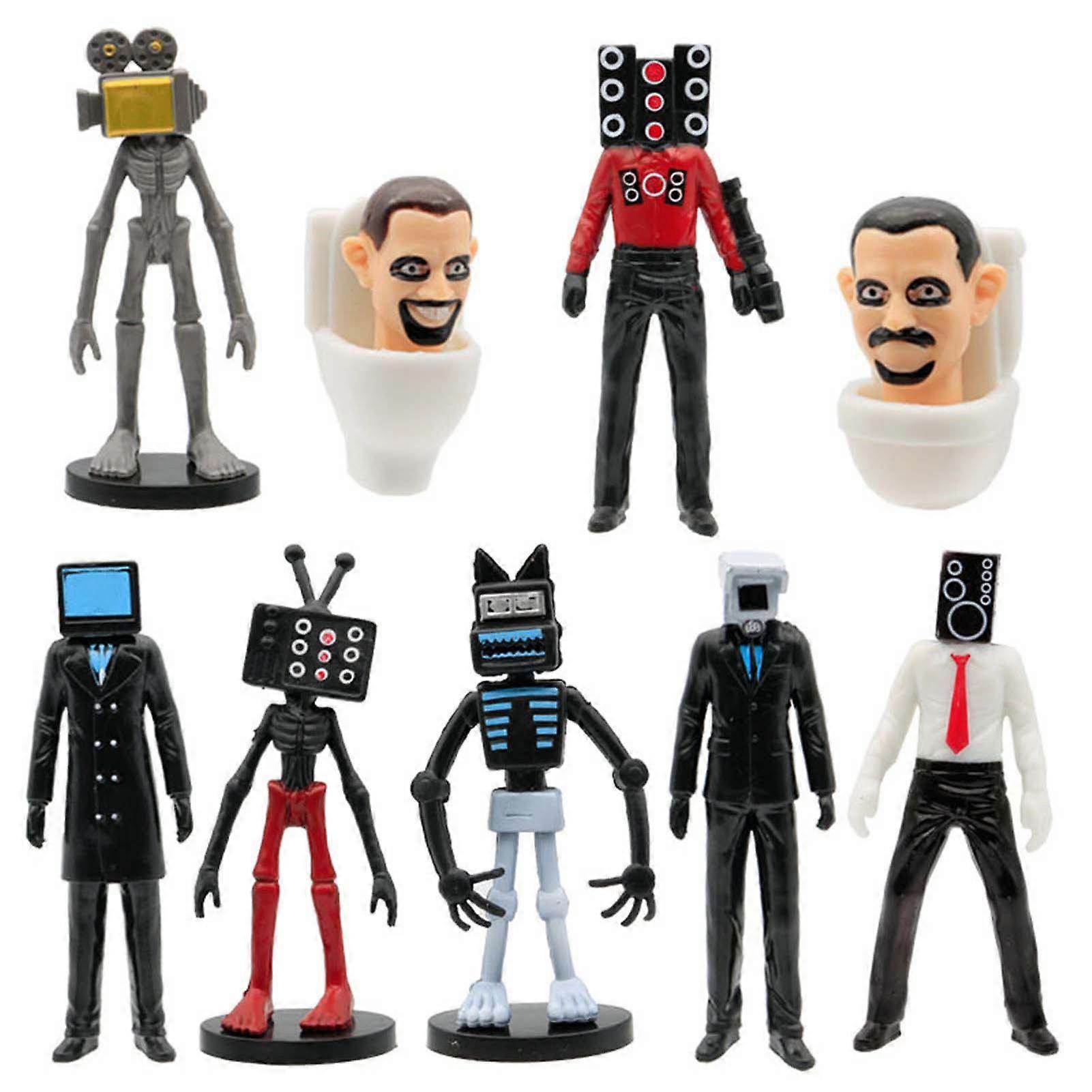 Cartoon Toilet Man VS Surveillance Man Figures Toy Ornaments Unique Design Simulation Miniature Models for Living Room