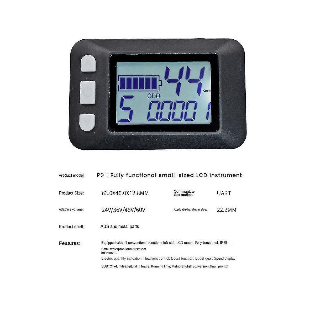 P9 Lcd Display Dashboard Meter Lcd Screen+36v 350w Sine Wave Controller Electric Bike Meter For Electric Scooter(6pin)