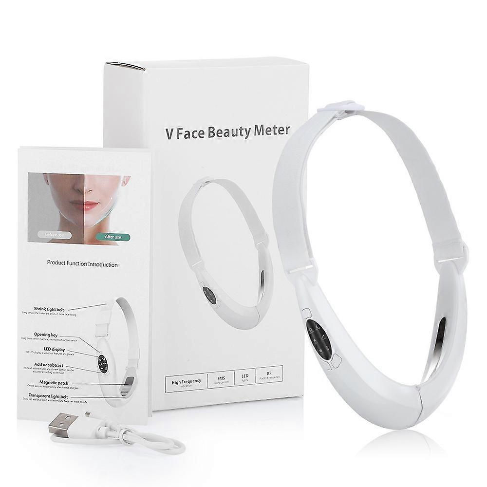V-Line Facial Lifting Device LED Photon Therapy Face Slimming Vibration Massager White