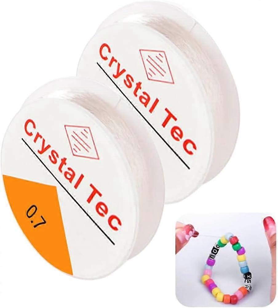 Set of 2 Spool 0.7 mm Elastic Jewellery Thread, Rubber Thread, Crystal Elastic Cord, Jewellery Thread, Craft Cord, Transparent Thread, for DIY, Bead J