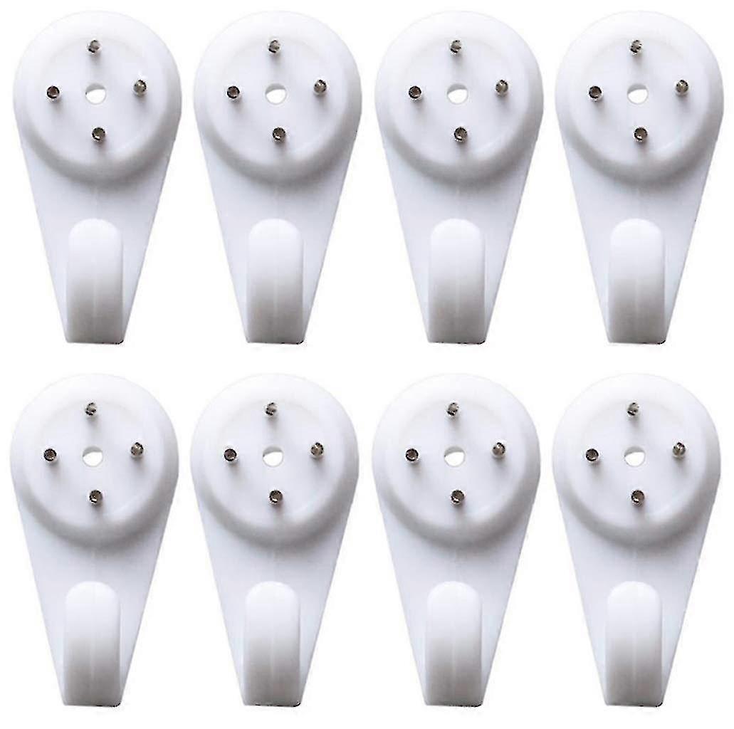 10pcs Plastic White Durable Hardwall Hanger Multi-purpose Non-trace Hook Uses For Hardware Fasteners Seamless Back  -Z