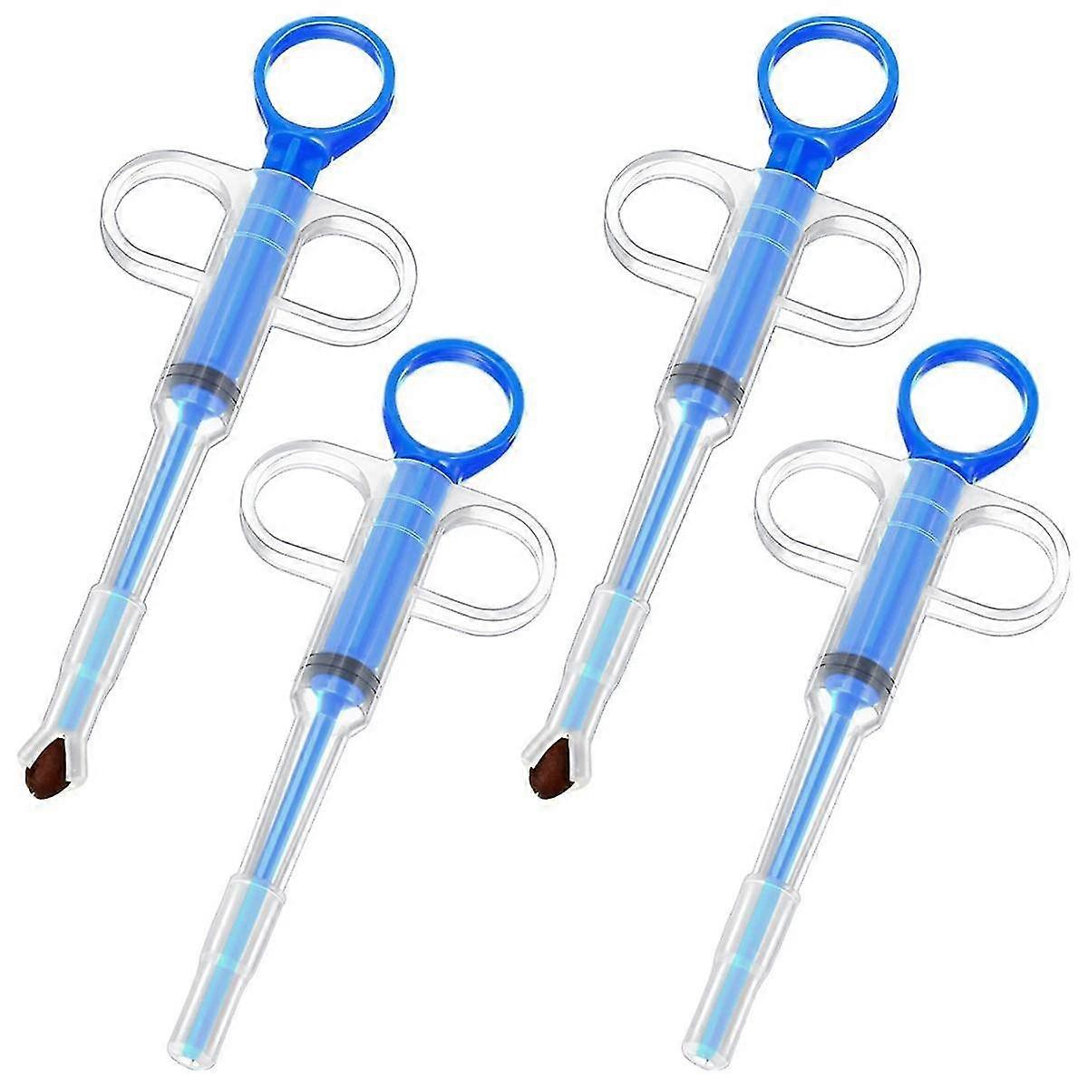 4-pack Pet Pill Feeder With Soft Tip Feeding Tool Kit, Silicone Feeder (blue)