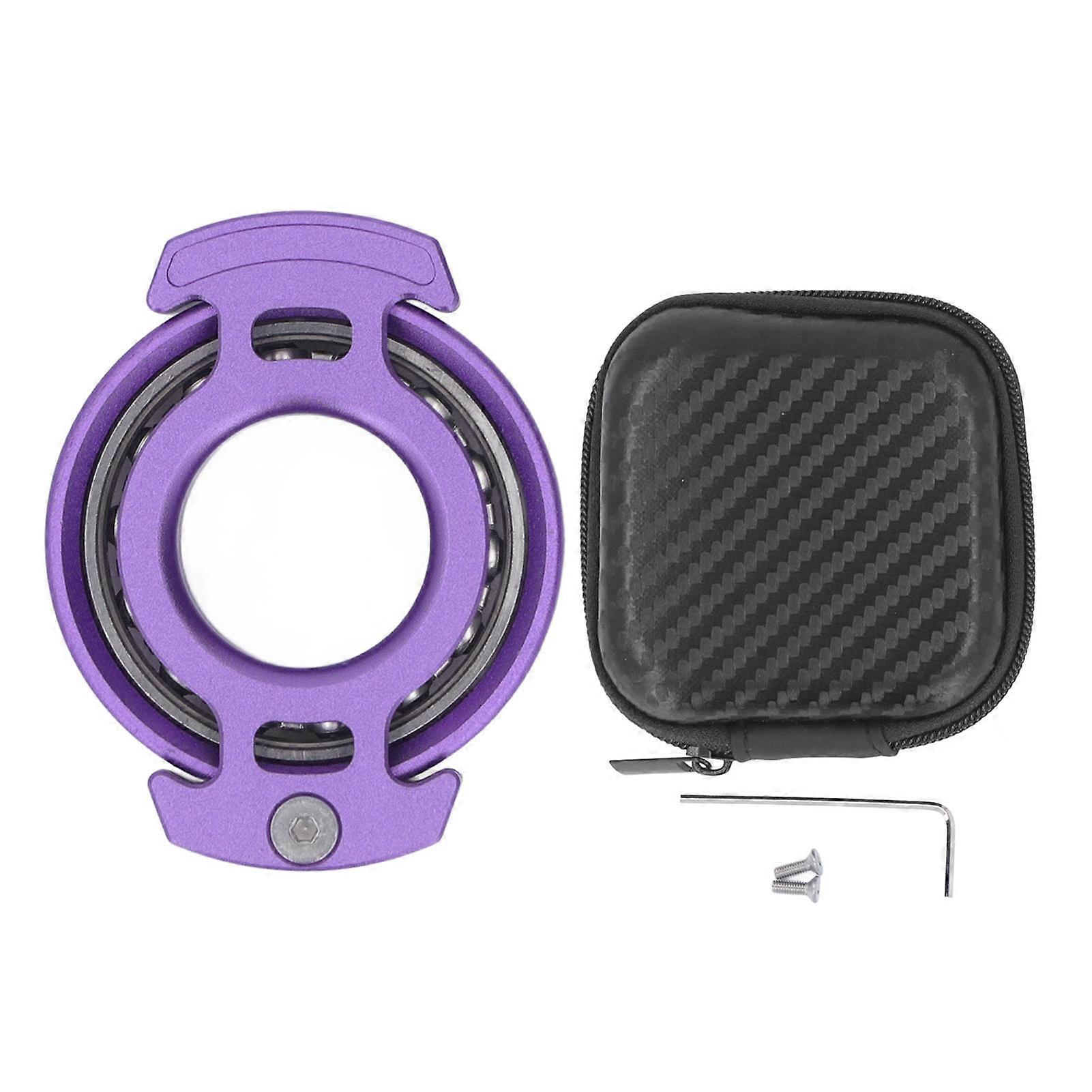 Fingertip Gyroscope Reduce Anxiety Free Rotating Metal Ring Decompression Toy with Wrench Screws Purple