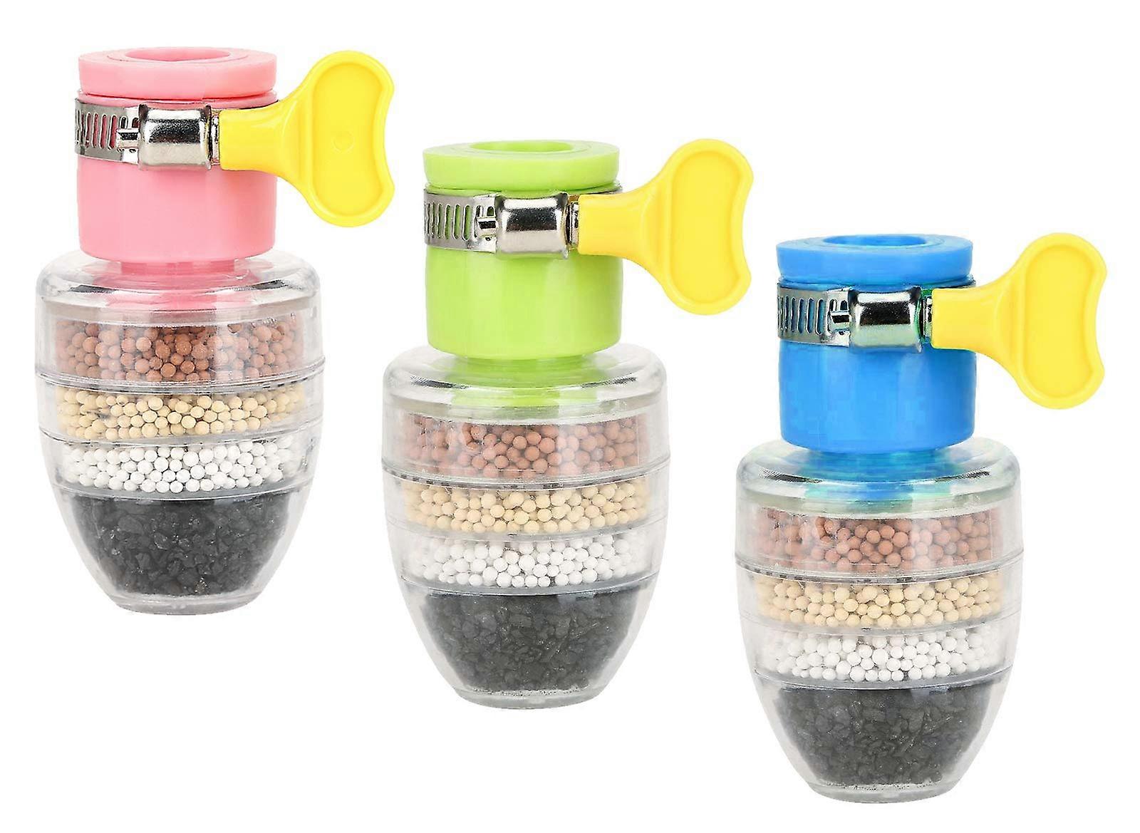 3pcs Activated Carbon Water Faucet 6-Layer Filtration Mini Water Filter Faucet Tap Faucet Nozzle Water Filter