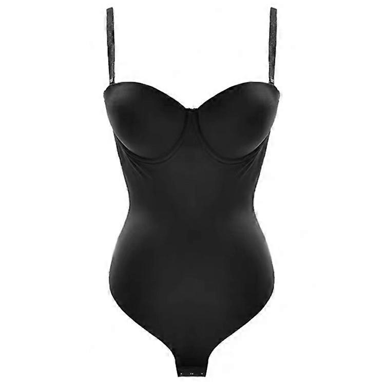 Women's Backless Body Shaper Push Up Bra Low Back Thong Bodysuit