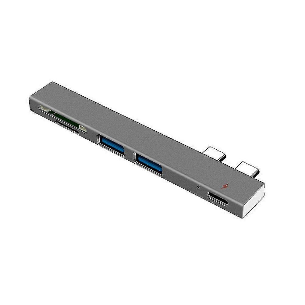 Double-head Type-c 2.0 Hub Multi-function Hub Sd/tf Card Reader Type C -in-one Expansion Dock Gray
