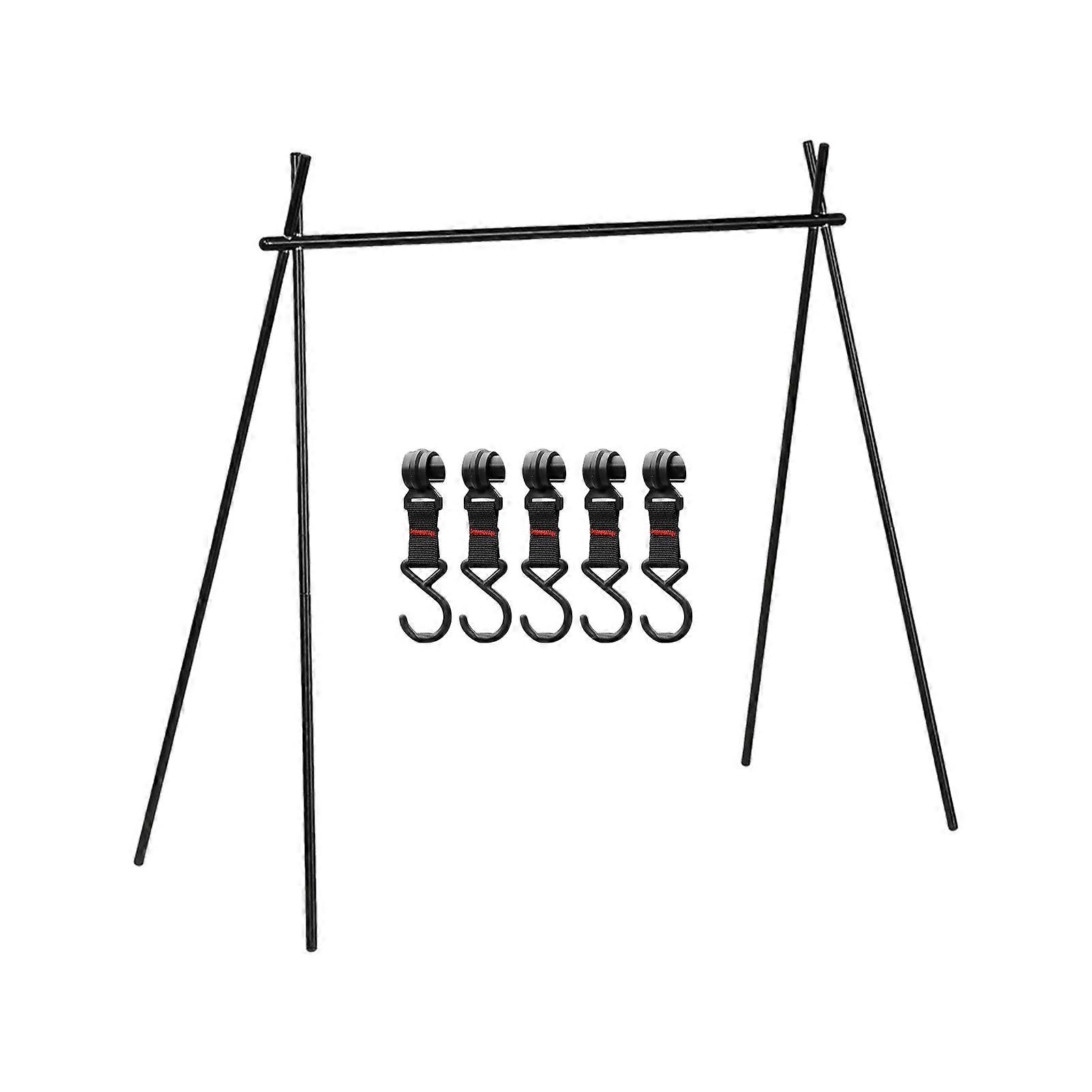 Kaesi Camping Hanging Rack Multifunctional Stable with Hook Folding Portable Outdoor Cookware Lamp Hanger Outdoor Supplies