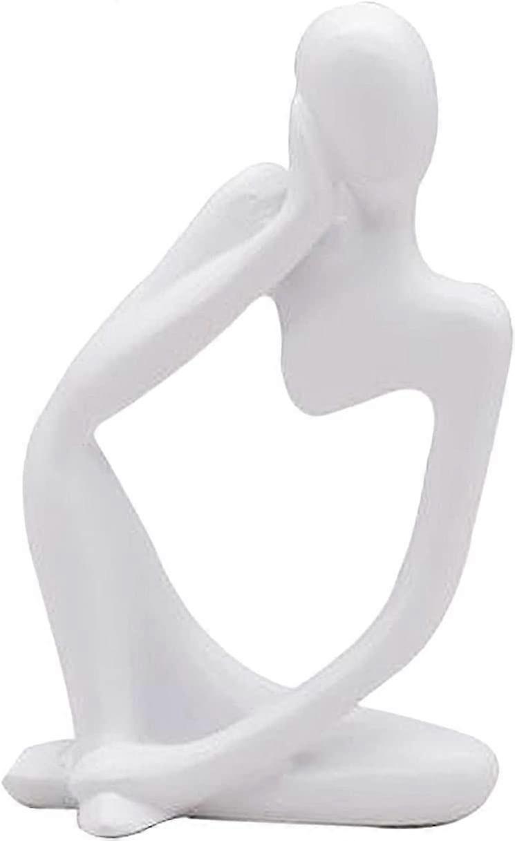 The Thinker Statue,Resin Thinker Abstract Sculpture Statue,White Left