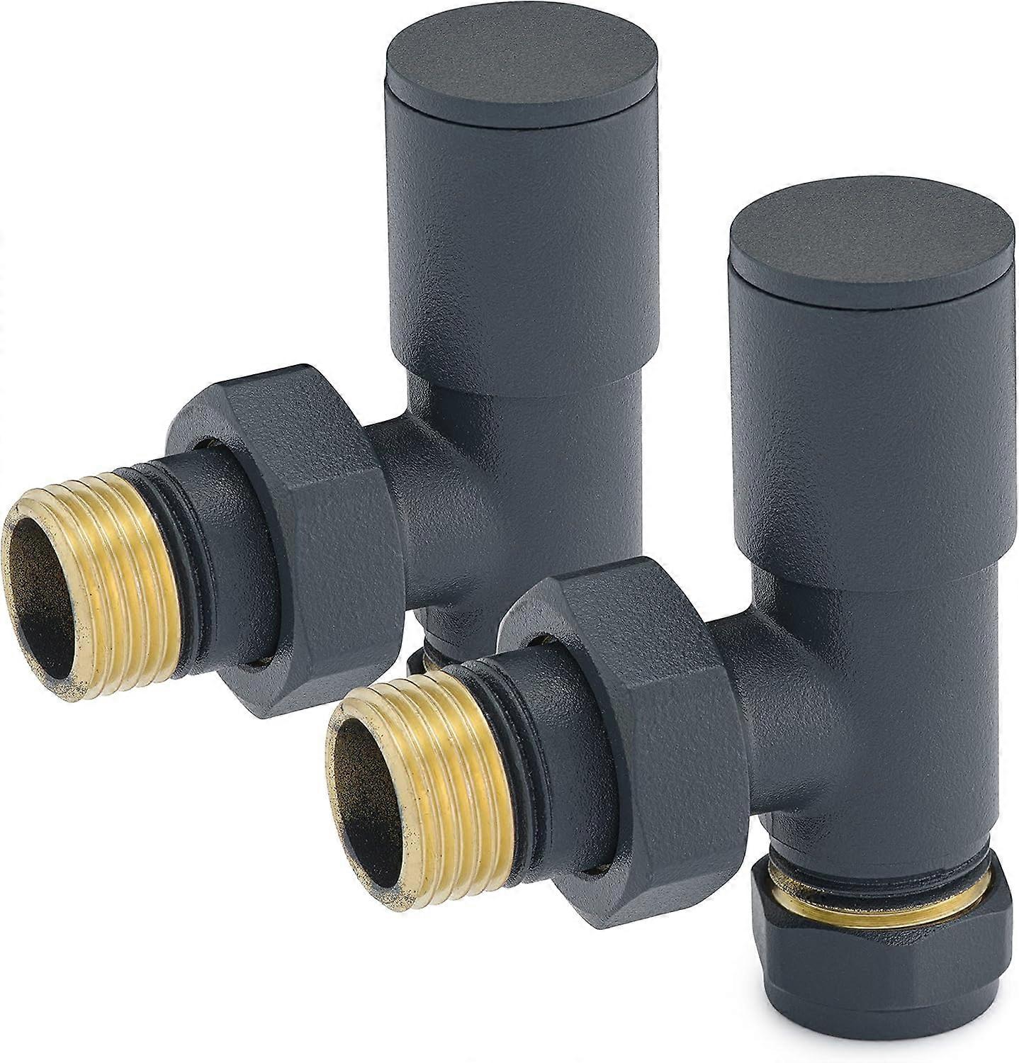 Anthracite Radiator Tap - Vertical Design with Towel Rail and Angled Connection
