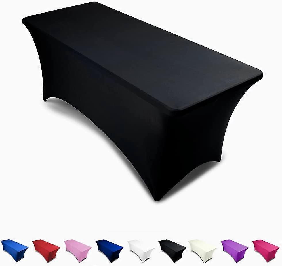 6ft Tablecloth Rectangular Spandex Linen - Black