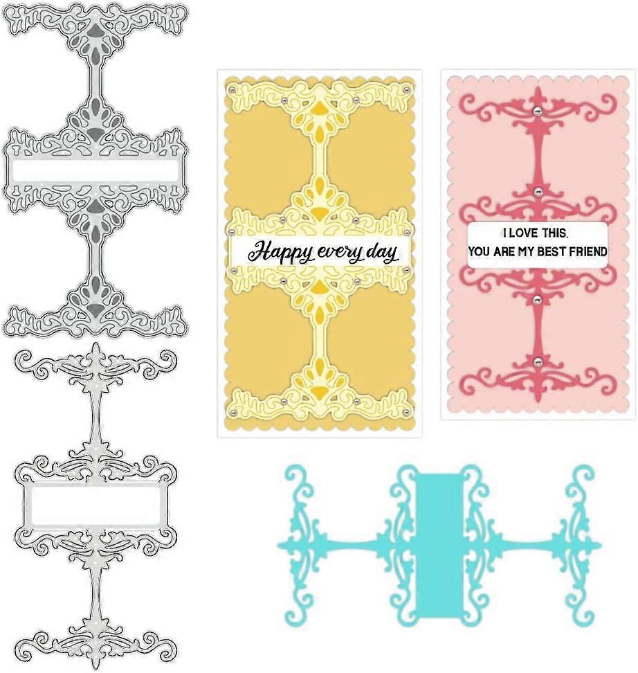 2pcs Text Boundary Cutting Dies Hourglass Pattern Decorative Border Stencils Embossing Stencils for Scrapbooking Photo Album Greeting Card Making 0.8m