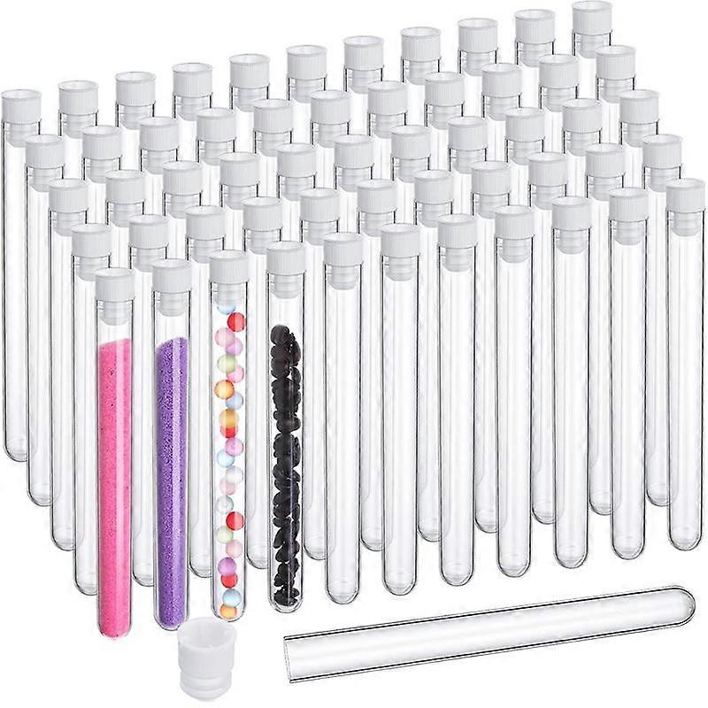 100Pcs Clear Test Tubes with Lids 25 Ml Plastic Tube 16 X 150 Mm Plastic Vials for Scientific Exper