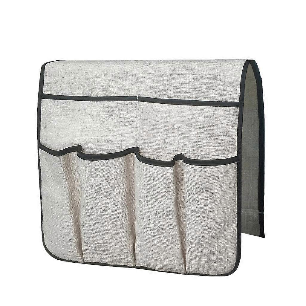 Sofa Storage Bag Remote Control Candy Book Cosmetic Armrest Container Beige