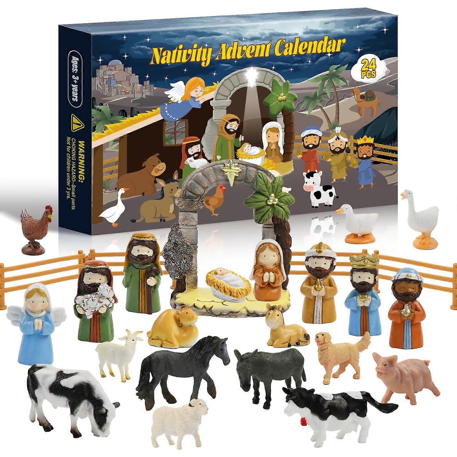 Advent Calendar 2024 24 Days of Nativity Advent Calendar Scene Toys Kit For Kids Christmas Calendar Collectible Surprises Toys