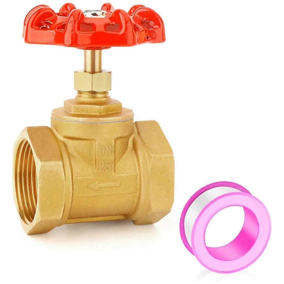 1PCS Brass Industrial Gate Valve, DN25 1Inch NPT Female with Wheel Handle, Heavy Duty Gate Valve To
