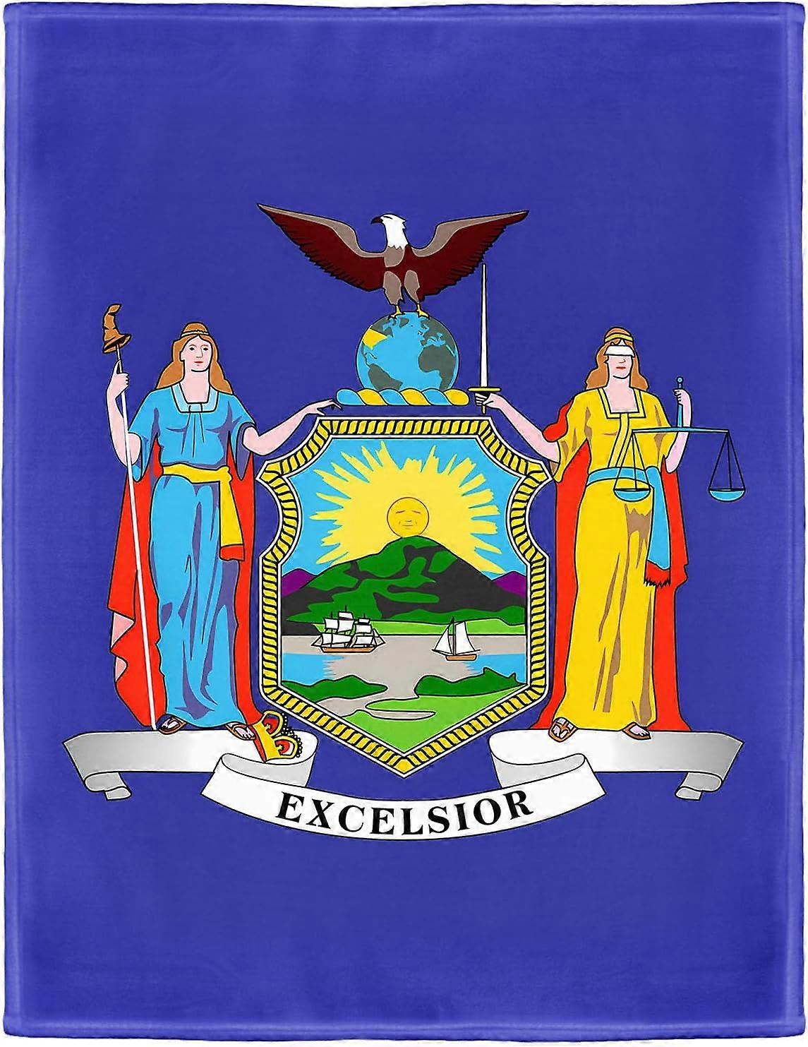 Cobertor de Lã Aconchegante Macia com Bandeiras dos EUA para Sofá, Bandeira do Estado de Nova York