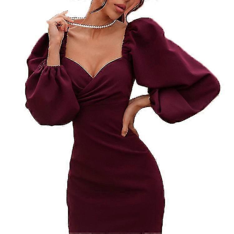 Abito a maniche lunghe con maniche a sbuffo in vita A