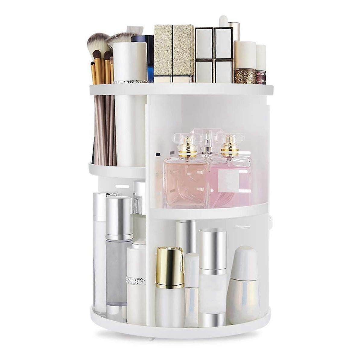 360 Rotating Makeup Organizer,DIY Adjustable Holder,Foldable Cosmetic Storage Display Box