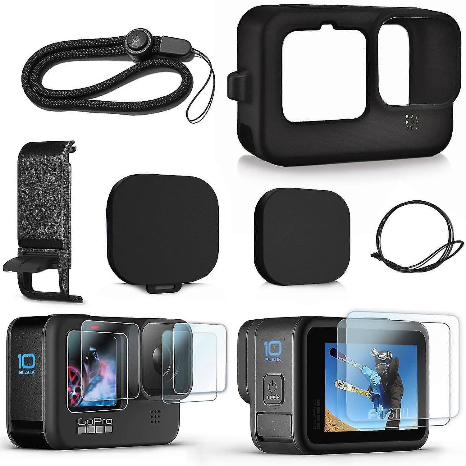 Σετ θήκης για Go Pro Hero11 / 10 / 9, περιλαμβάνει πλευρικό κάλυμμα &; καπάκια φακού