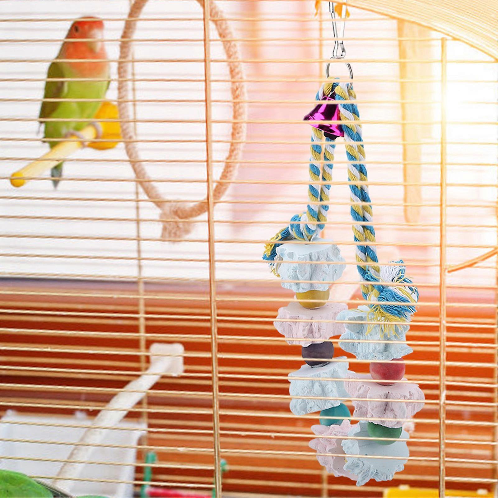 Bird Block Toys for Chewing Training with Colorful Parrots and Grinding Stones