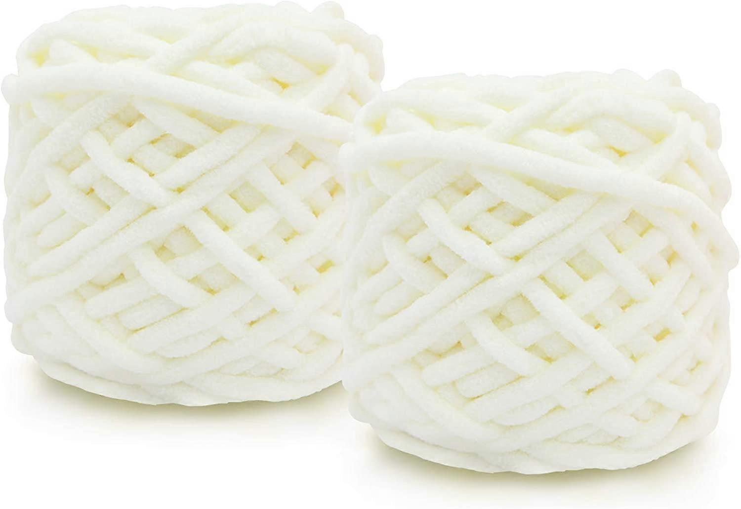 2X100 גרם חוט עבה לסריגת כדור צמר עשוי כותנה, צמר ואקריליק צעיף אריגה רך וחם ונעלי בית סריגה קטיפתית DIY.