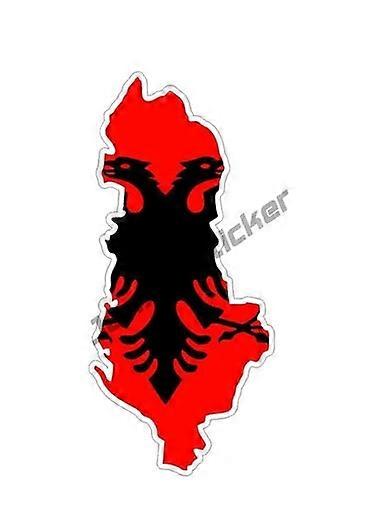 Albanian Flag Map Eagle Car Sticker Country Code Oval with Flag Sticker Decal Waterproof Sticker on Car Rear Bumper Window Vinyl