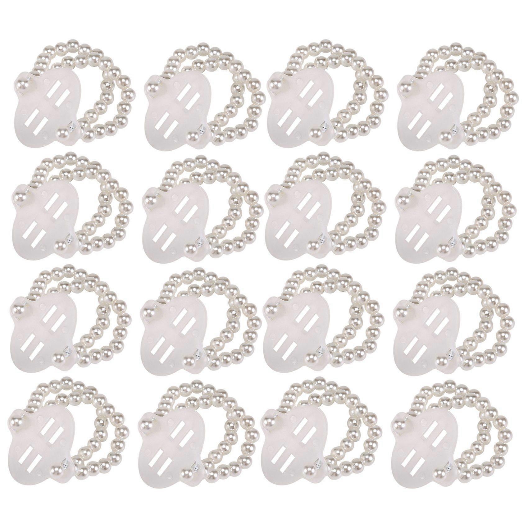 16Pcs Elastic Pearl Wrist Bands Corsage Accessories Wedding Wrist DIY Artificial Flowers Decor for