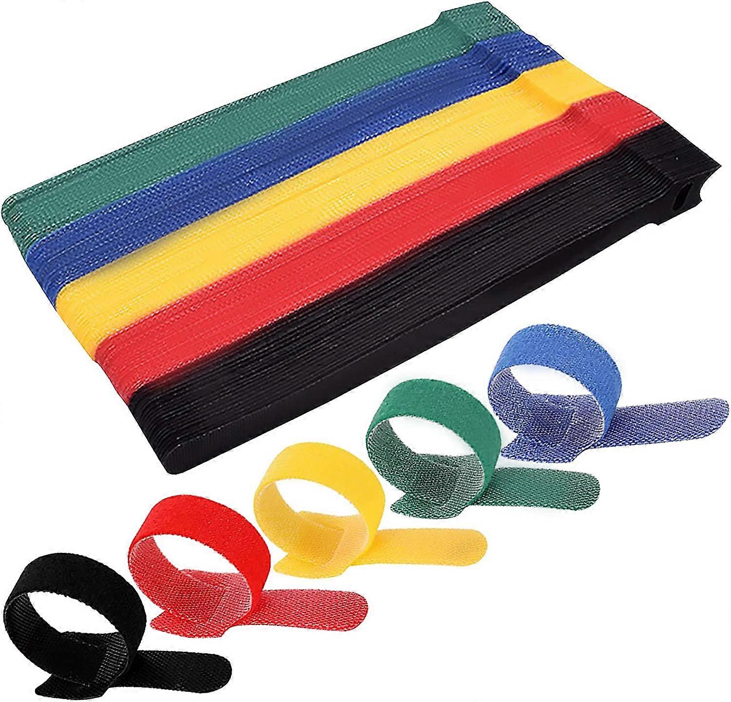 100 Pieces Cable Ties, Reusable Cable StrapsWire Tidy Adjustable Colorful Cable Gift