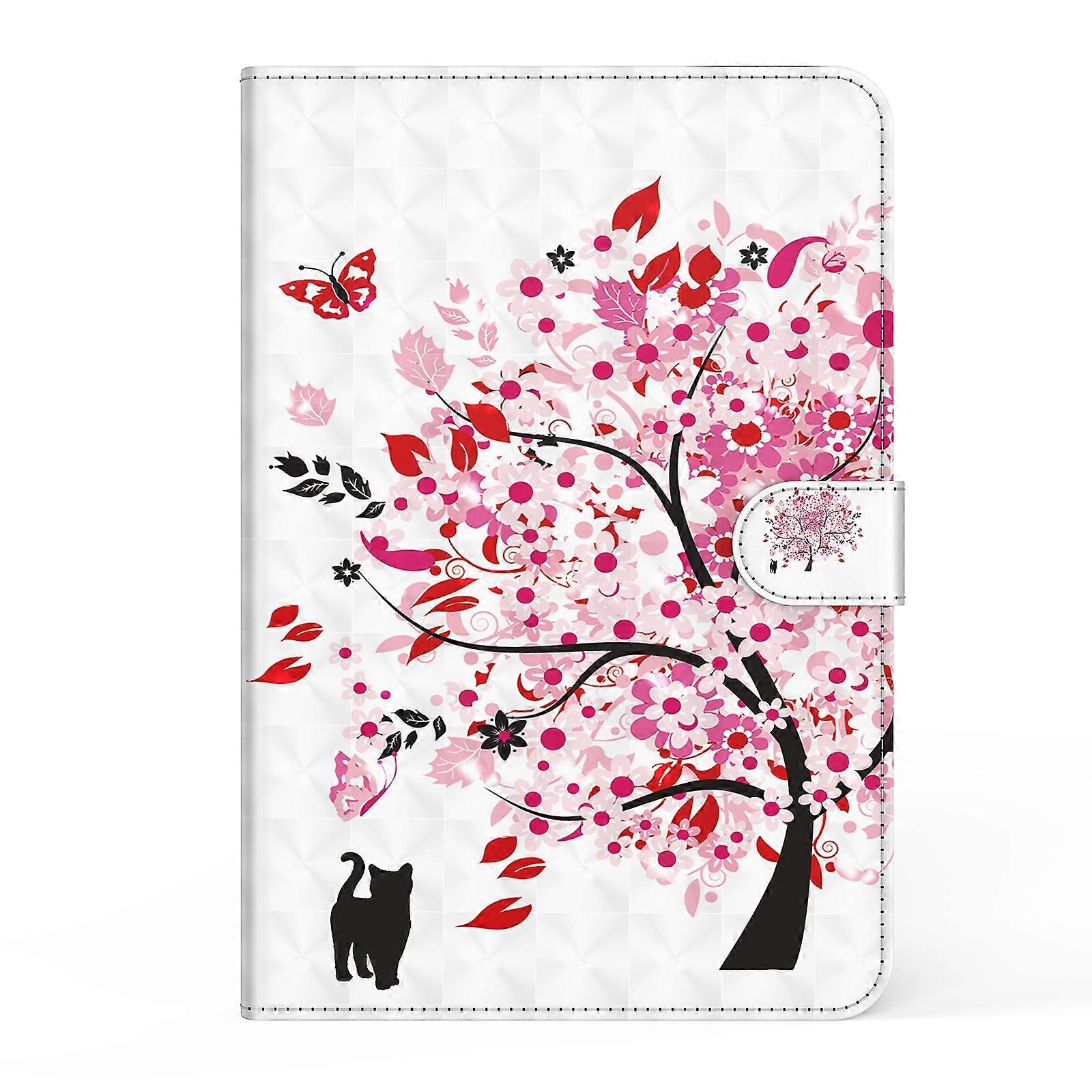 Tablet Case For Lenovo Tab M8 TB-805F 3D Painted Pattern Leather Tablet Case(Cat Under the Tree)
