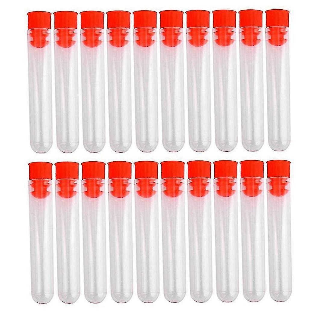 20 Pcs Non-completed Plastic Test Tubes Lab Test Tool With Screw Cap Transparent, 12 * 60mm