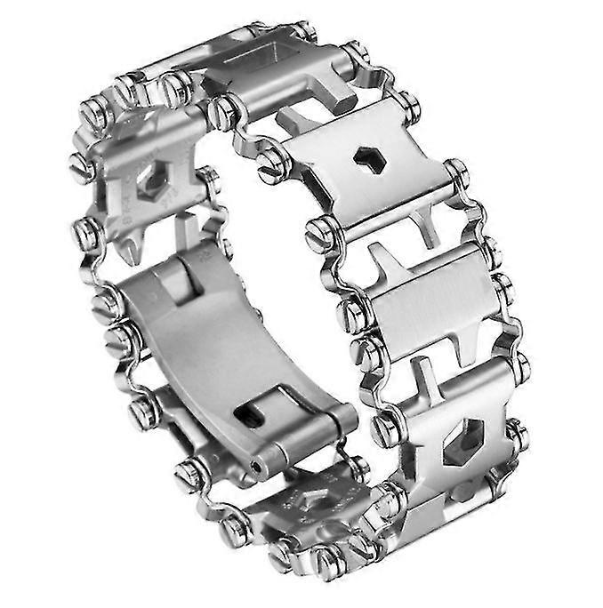 Bracelet à outils multifonction Bracelet de réparation en acier inoxydable Bracelet multi-outil en acier inoxydable Argent