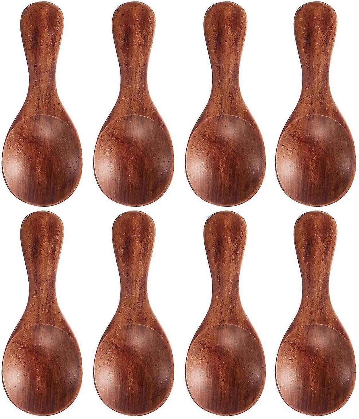 8 Adet Küçük Tahta Kaşık Mini Ahşap Stil Kaşıklar El Yapımı Yemek Kaşıkları
