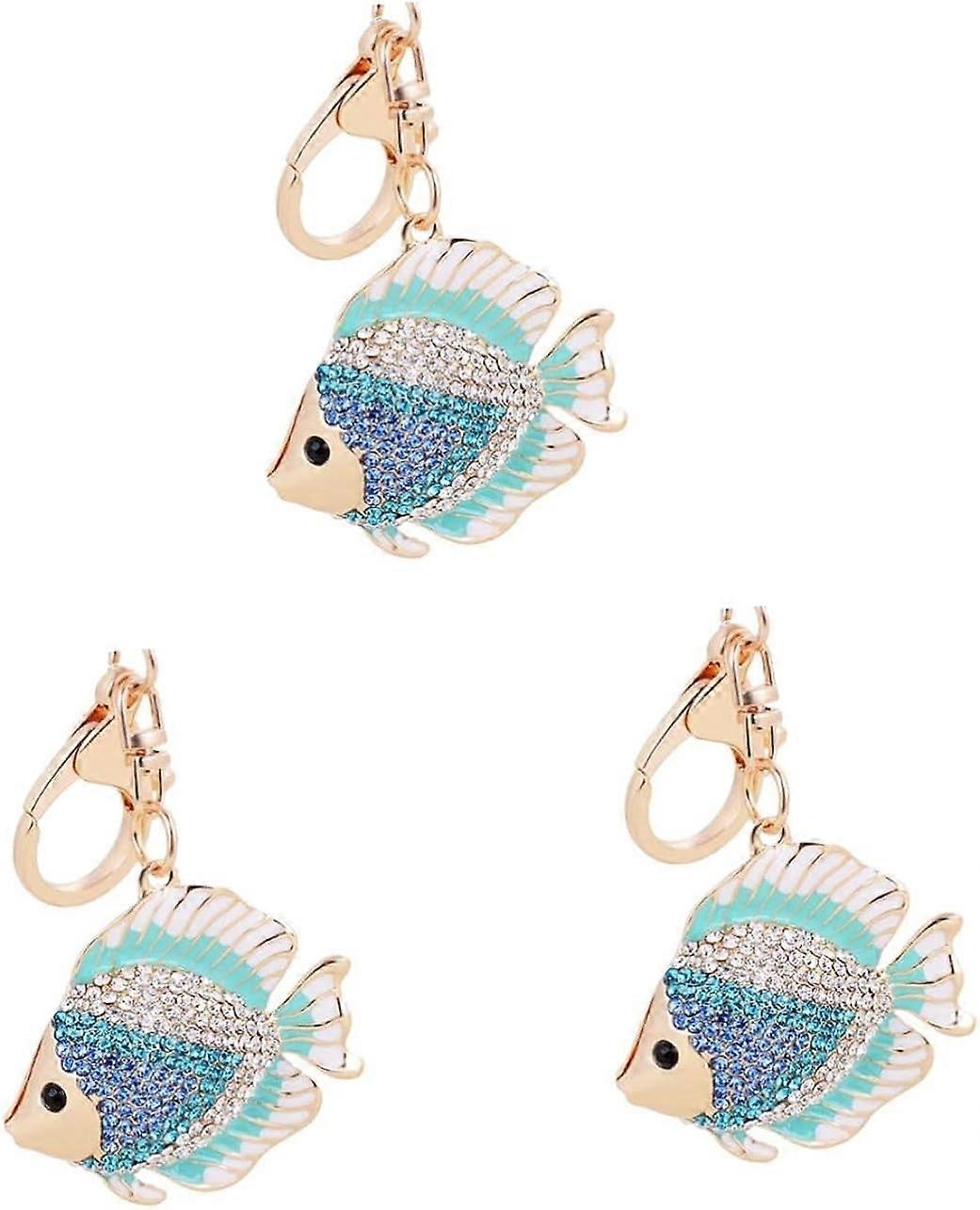 2pcs Metal Keychain Blue Keychain Blue Apple Tree Pendant Bag Pendant Keyring Key Chain Ocean Small Goldfish Keychain