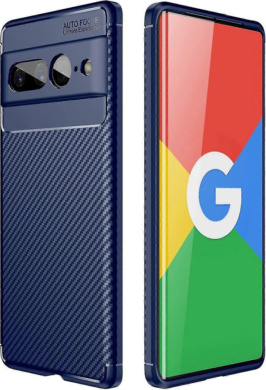 Carbon Fiber Case Compatible With Google Pixel 7 Pro/7, Four Corners Shockproof Heavy Duty Soft Tpu Cover