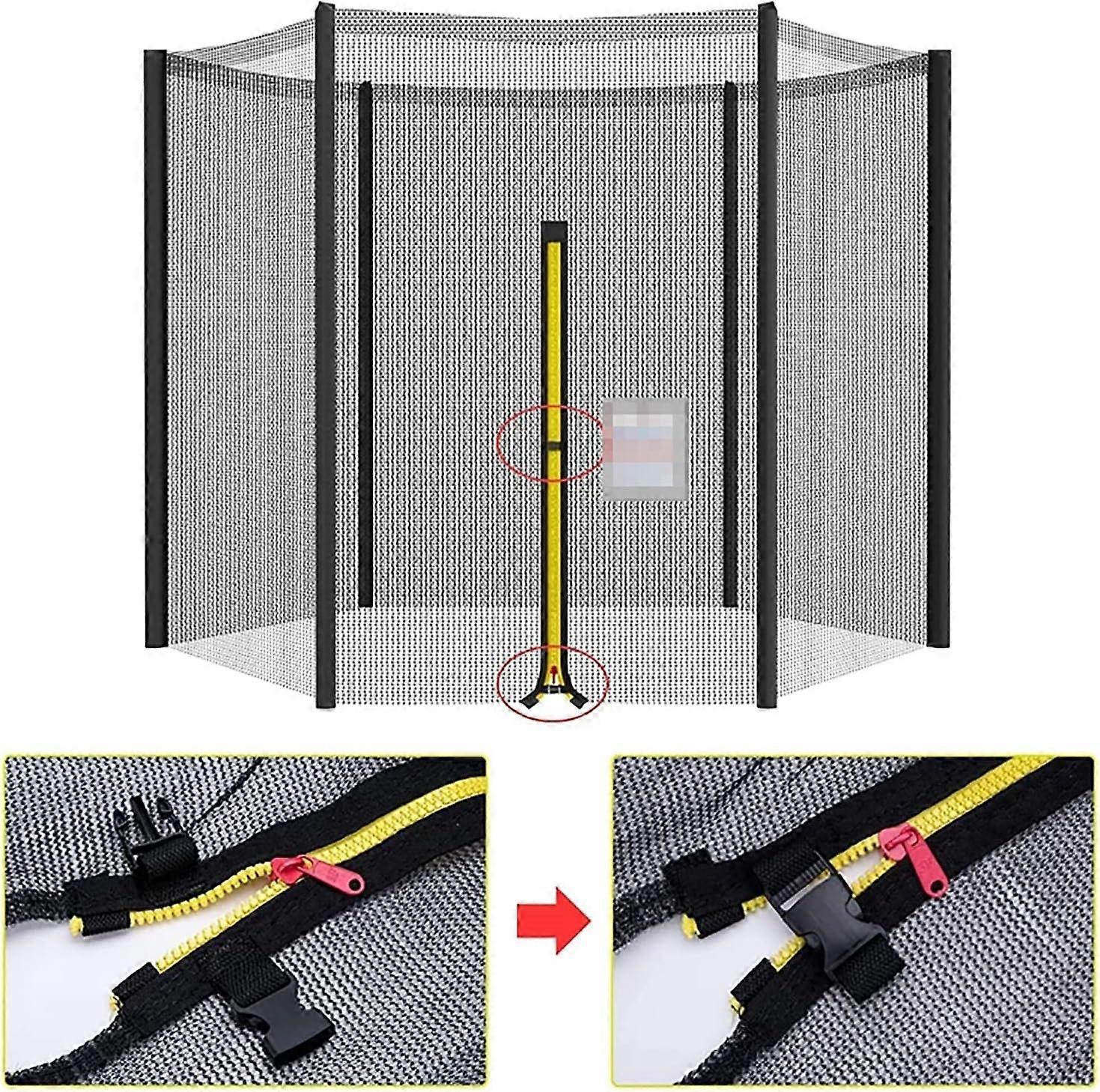 Trampoline Safety Net, 5/6/8/10/12/13/14Ft Weather-Resistant Replacement Enclosure Net for Round Frame with Double-Headed Zippers, Breathable, Tear An